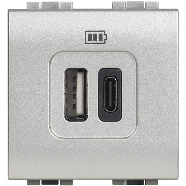 Base cargador USB (A+C) Livinglight - 3A - 5V - 230V - 2mod - Tech