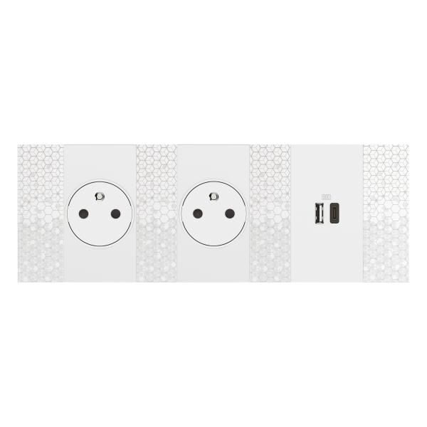 Frontal cargadores USB Living Now - Blanco - 2mod