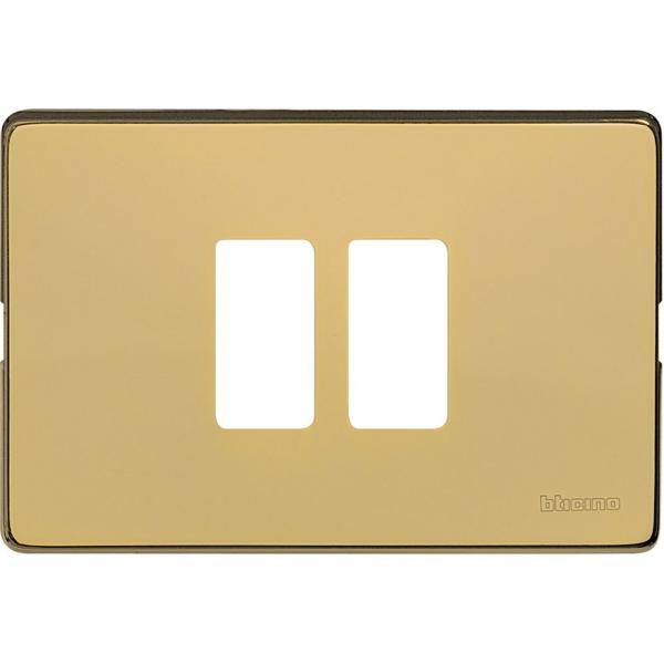 PLACA PARA 2 MECANISMOS CENTRADO RECTANGULAR MAGIC EN COLOR BRONCE
