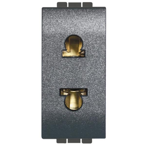 BASE EUROAMERICANO 2P+T 16A 1 MDULO LIVINGLIGHT ANTRACITA