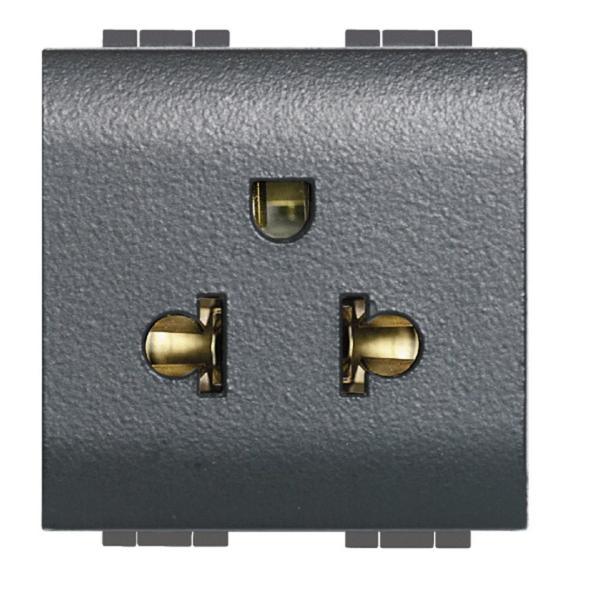 BASE EUROAMERICANO 2P+T 16A 2 MDULOS LIVINGLIGHT ANTRACITA
