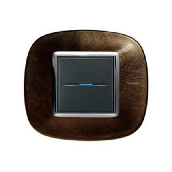 PLACA 2+2 MÓDULOS AXOLUTE PIEL EN COLOR CAFÉ
