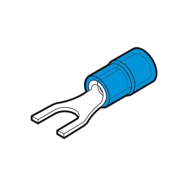 TERMINAL HORQUILLA PREAISLADO BF-U8 SECCIÓN 1,5-2,5mm² 8,4mm AZUL