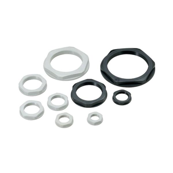 TUERCA EN POLIAMIDA CON COLLARÍN ROSCA M20 GRIS CLARO