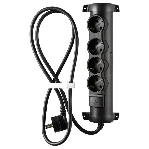 BASE MLTIPLE CONFORT 4x2P + TT CABLE 1,5m NEGRO