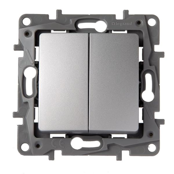 CONMUTADOR DOBLE NILO 1P 10A ALUMINIO