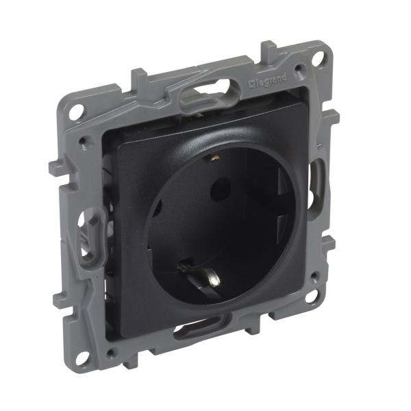 BASE NILO 2P + TOMA 16A EMBORNAMIENTO AUTOMTICO ANTRACITA