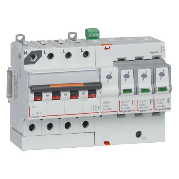 SPD con protección ICC 25KA T2 IMAX 40KA 3P+N