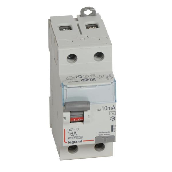 Interruptor diferencial DX³ - 2P - 230V~ - 16A - Tipo AC - 10mA - 2mod