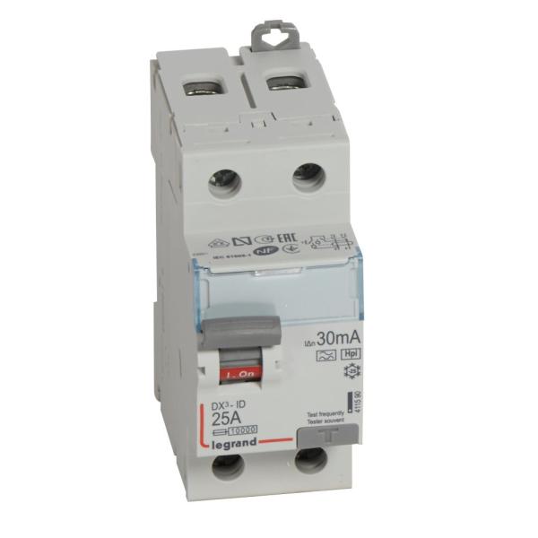 Interruptor diferencial DX³ - 2P - 230V~ - 25A - Tipo F - 30mA - 2mod