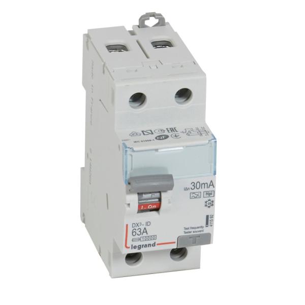 Interruptor diferencial DX³ - 2P - 230V~ - 63A - Tipo F - 30mA - 2mod