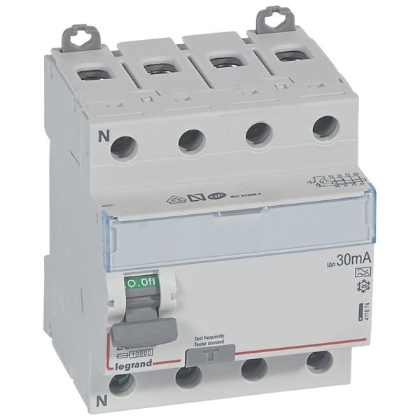 Interruptor diferencial DX³ - 4P - 400V~ - 25A - Tipo A - 30mA - 4mod