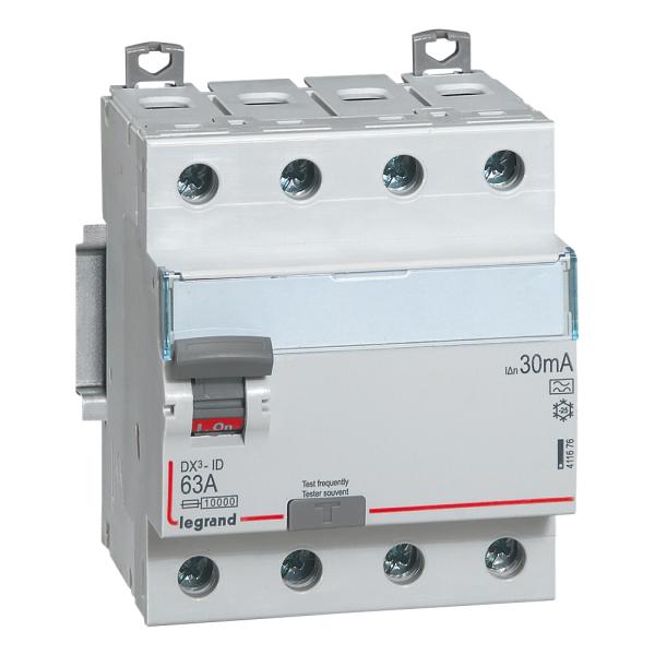Interruptor diferencial DX³ - 4P - 400V~ - 63A - Tipo A - 30mA - 4mod