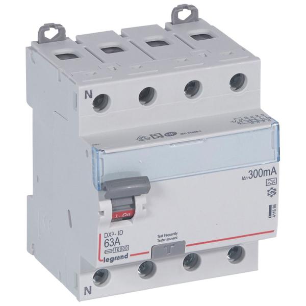 Interruptor diferencial DX³ - 4P - 400V~ - 63A - Tipo A - 300mA - 4mod