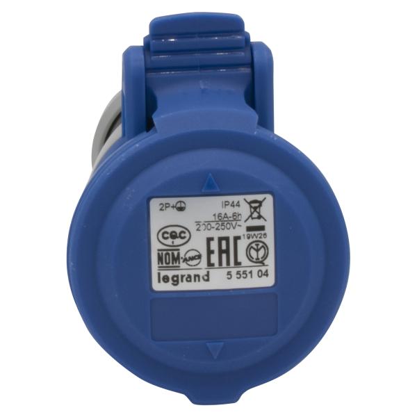 Base aérea P17 PRO. 2P+T, 16A, 200/250V~, IP44. Azul