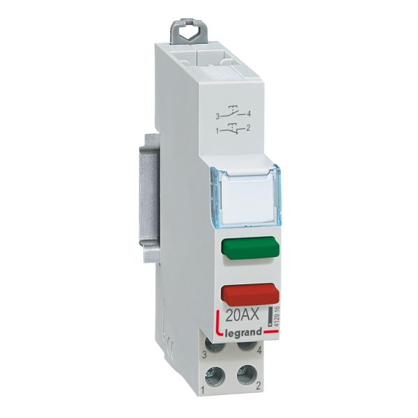 Pulsador doble - 20A - 250V~ 1 NA verde + 1 NC rojo
