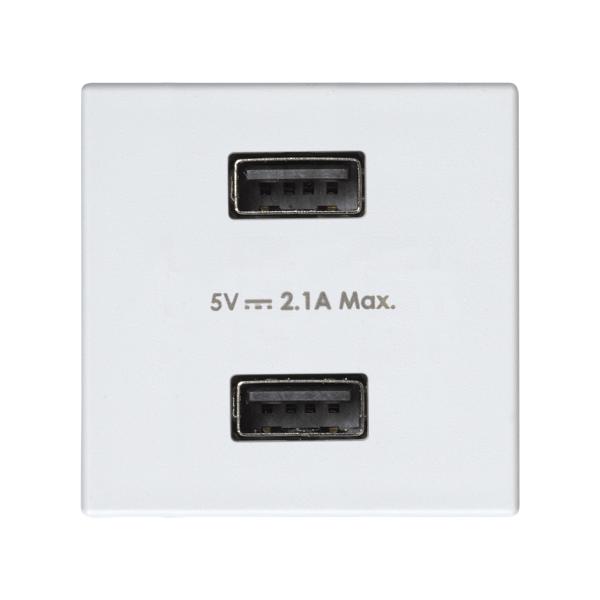 Cargador USB doble 5V/DC 2.1A tipo A hembra blanco Simon 27 Play