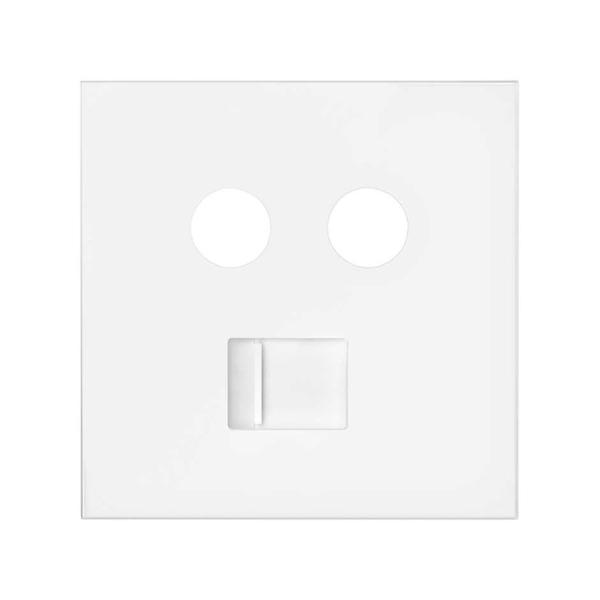 Tapa para tomas inductivas de R-TV+SAT y de voz y datos RJ45 blanco mate Simon 100