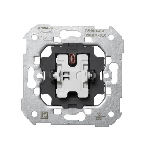 Pulsador 10 A 250V~ con luminoso incorporado y sistema de embornamiento rápido Simon 75
