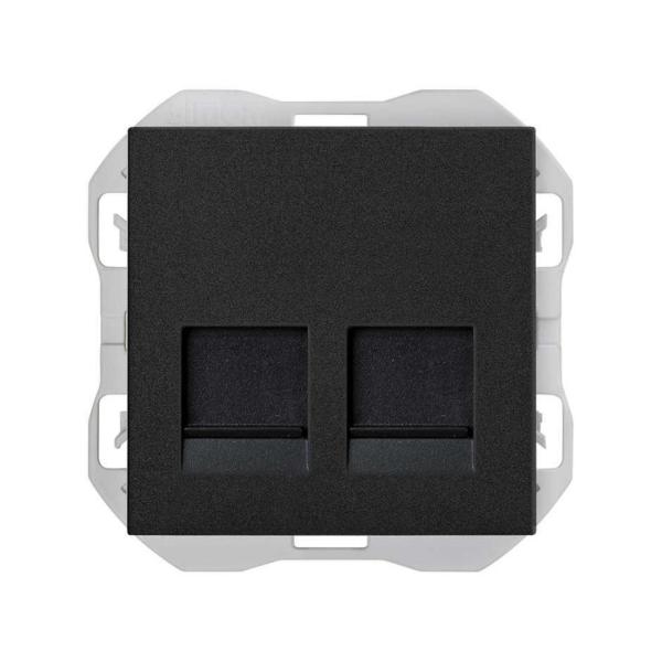 TAPA SIMON 270 RJ45 DOBLE SIN CONECTOR NEGRO MATE