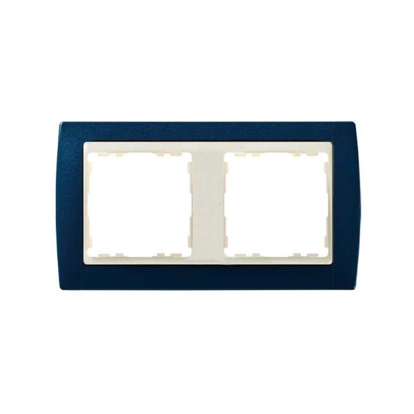 MARCO SIMON 82 CON 2 ELEMENTOS AZUL METÁLICO/ZÓCALO MARFIL