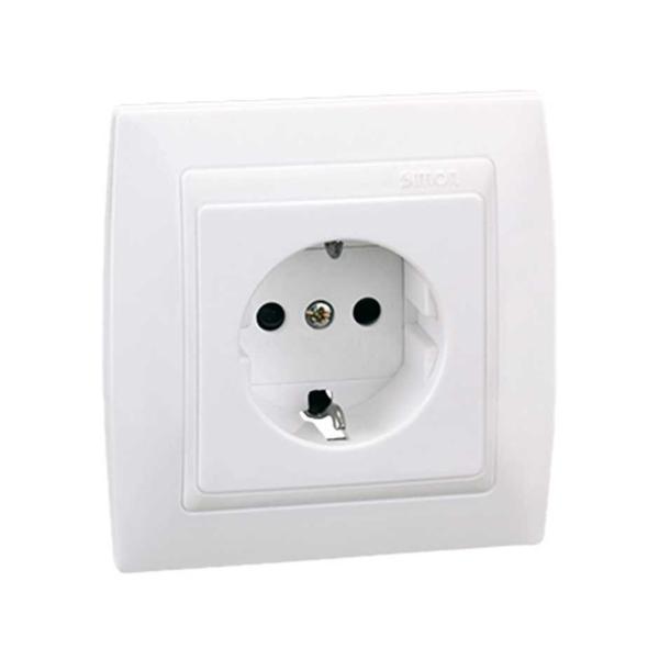 BASE ENCHUFE SIMON 82 BIPOLAR SCHUKO MONOBLOC SEGURIDAD BLANCO NIEVE