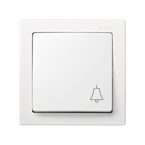 Pulsador monobloc con grabado campana 10 A 250V~ con sistema de embornamiento a tornillo blanco Simon 73 Loft
