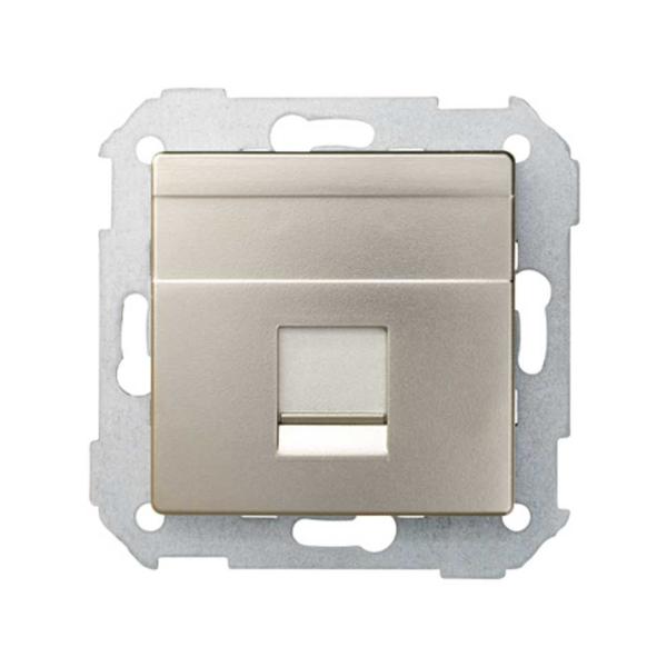 Placa de voz y datos plana con guardapolvo para 1 conector RJ45 cava Simon 82