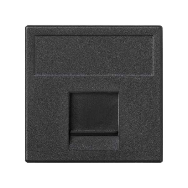 Placa de voz y datos plana con guardapolvo 1 elemento para 1 RJ45 compatibilidad otros fabricantes negro Simon K45