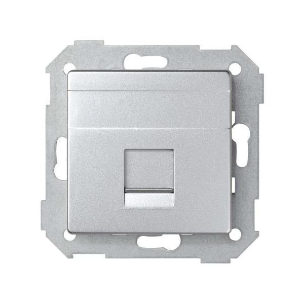 Placa de voz y datos plana con guardapolvo para 1 conector RJ45 aluminio frío Simon 82 Detail