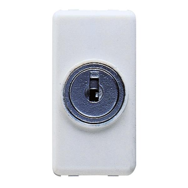 CONMUTADOR 1P 250V AC DE 10AX TECLA CON LLAVE 1 MÓDULO BLANCO