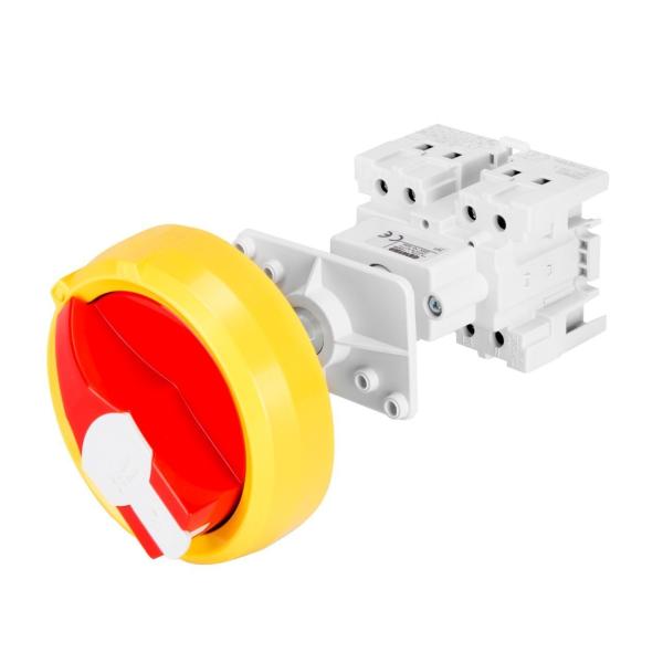 INTERRUPTOR ROTATIVO DE CUADRO 4P 16A 4 MDULOS EN50022 MANDO MANETA ROJA IP65