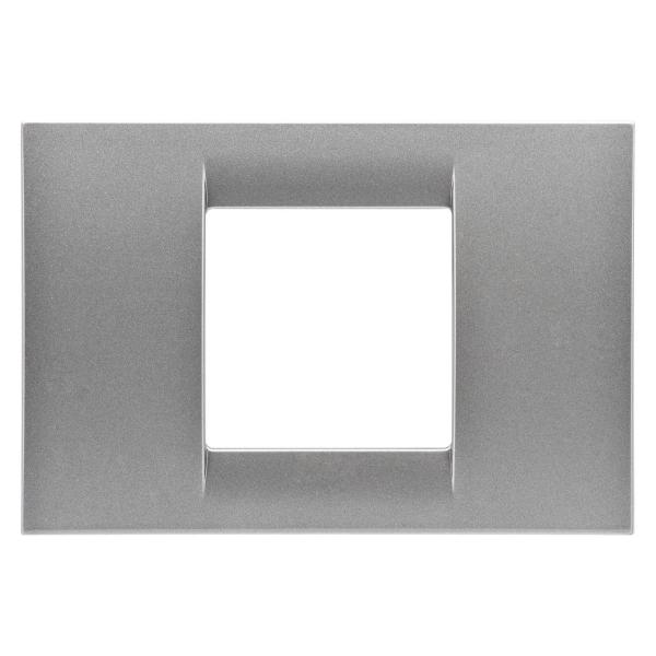 PLACA VIRNA 2 MÓDULOS EN TECNOPOLÍMERO TITANIO METALIZADO ACABADO BRILLANTE