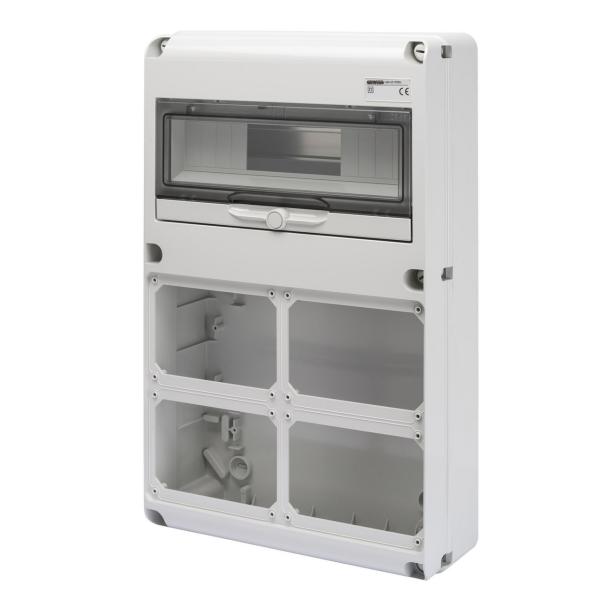 CAJA DISTRIBUCIN Q-DIN CON 14 MDULOS + 4 IB HORIZONTALES 16-32A IP65