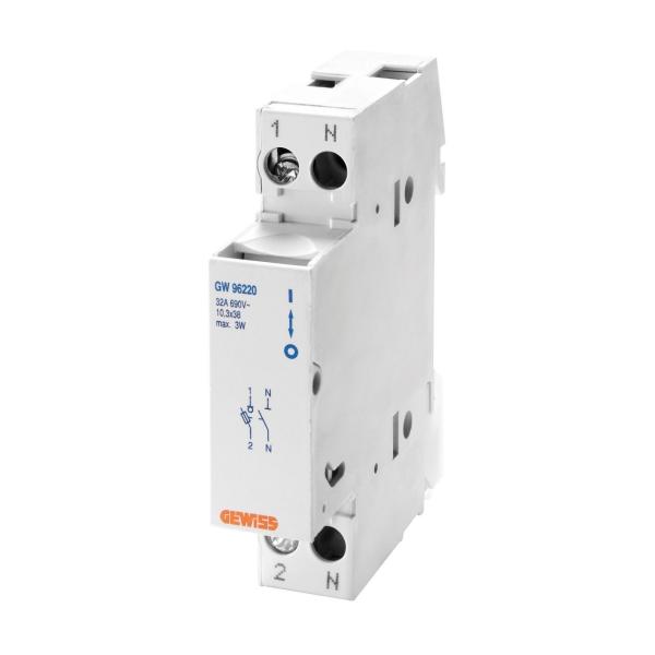 PORTAFUSIBLE SECCIONABLE 1P+N 400V 32A 10,3x38mm 1 MÓDULO