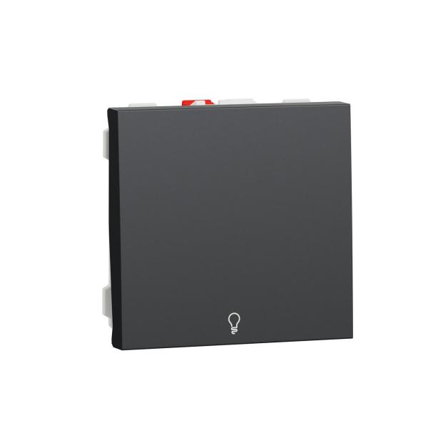 PULSADOR 2 MÓDULOS SÍMBOLO LUZ ANTRACITA