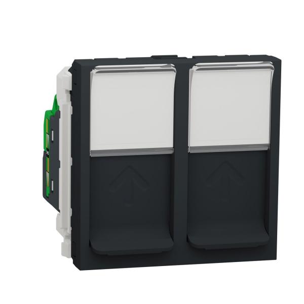 TOMA DOBLE RJ45 CATEGORÍA 6 STP 2 MÓDULOS ANTRACITA