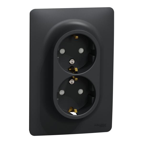 New Unica Schuko doble Antracita