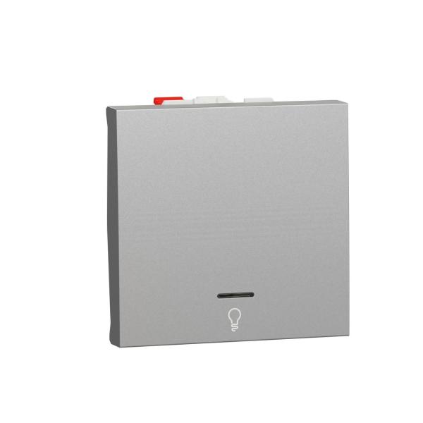 PULSADOR 2 MÓDULOS LUZ LED LOCALIZACIÓN ALUMINIO