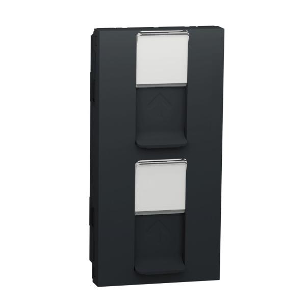 TAPA DOBLE RJ45 S-ONE ANTRACITA