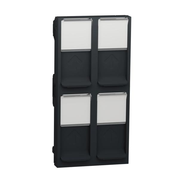 TAPA CUÁDRUPLE RJ45 KEYSTONE ANTRACITA