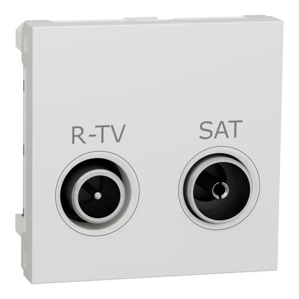 New unica, toma R-TV/SAT, 2 módulos, macho IEC 9,52 mm, IP20, polar