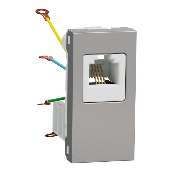 New Unica Toma telefono RJ12 1 mod. Aluminio