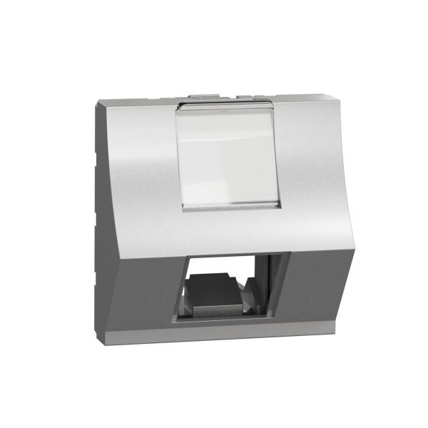 CARATULA RJ45 2 MÓDULOS KEYST INCLINADA ALUMINIO