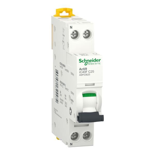 Interruptor magnetotérmico, Acti9 iC40F, 1P+N, 25A, Curva C, 6kA