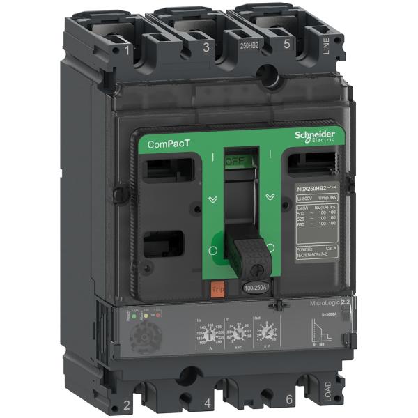 Interruptor automatico ComPacT NSX100H 70kA AC 3P3R 100A Micrologic 2.2
