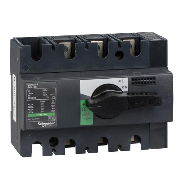 INTERRUPTOR / SECCIONADOR COMPACT 125A 3P EMPOTRABLE NEGRO