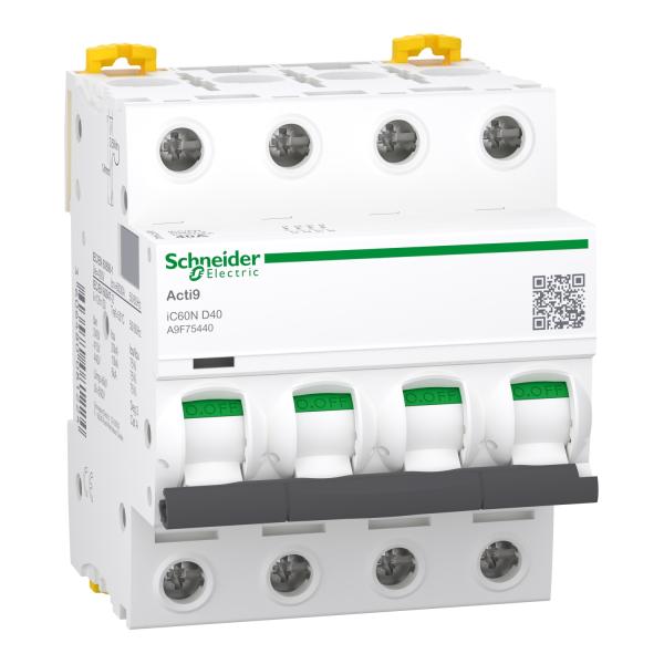 Interruptor magnetotérmico; Acti9 iC60N; 4P; 40 A; curva D; 6000 A/10 kA