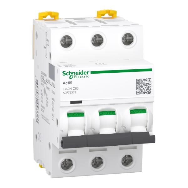 Interruptor magnetotérmico; Acti9 iC60N; 3P; 63 A; curva C; 6000 A/10 kA