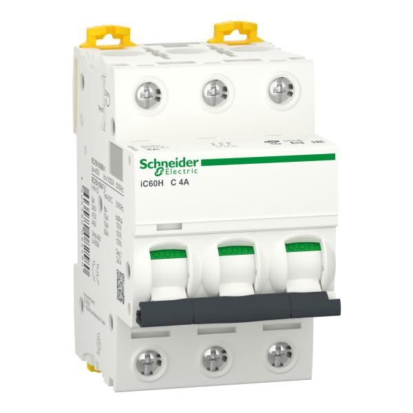 Magnetotérmico, Acti9 iC60H, 3P, 4 A, C curva, 10000 A (IEC 60898-1), 70 kA (IEC 60947-2)
